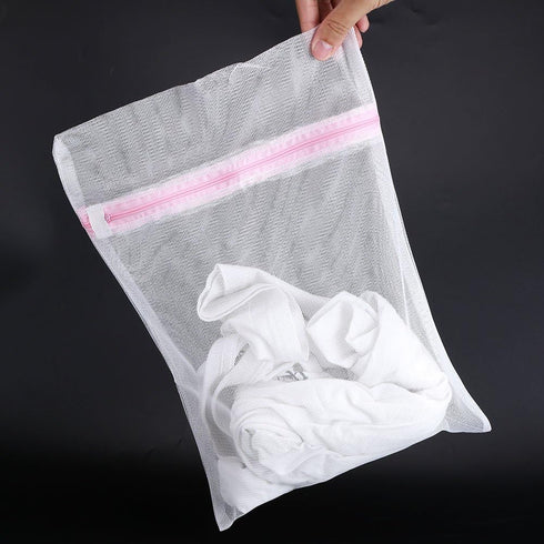 Zipped Lingerie Washing Bag, Laundry Machine Mesh Clothes Socks Bra Underwear Bags for Home Use (Fine mesh 30*40cm)