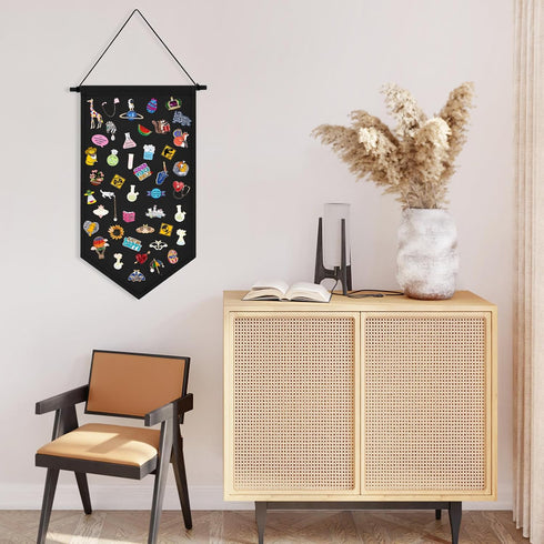 Kunyeah Wall Hanging Brooch Organizer Storage Case, Colorful Canvas Pin Board Stand for Enamel Pin Badge Display,
