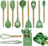 MYKUJA Green Kitchen Cooking Utensils Set - 13 Pcs Heat Resistant Silicone Non-Stick Spatula Set with Holder