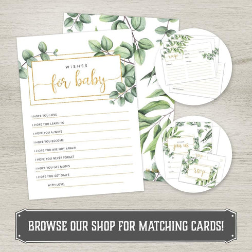 Baby Shower Wishes Cards, Gender Neutral Double-Sided Advice and Wishes Cards, Set of 50, Watercolor Design