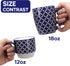 18 OZ Set 6, Schliersee Large Coffee Mugs of Ceramic Mug for Man Woman, Blue White Geometric Floral Porcelain Cup