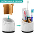 VITVITI Toothbrush Holders for Bathrooms, 3 Slots Marble Look Organizer for Sink/Vanity, White Resin with Bamboo