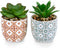 Artificial Plants Succulent Flowers in Ceramic Planter, 2 Pack Small Fake Plants for Home Office Desk Decor