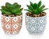 Artificial Plants Succulent Flowers in Ceramic Planter, 2 Pack Small Fake Plants for Home Office Desk Decor