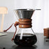 TOPINCN Double Layer Filter V Spout Wooden Sleeve Pour Over Coffee Maker 400ml Capacity, Clear Scale Glass Material