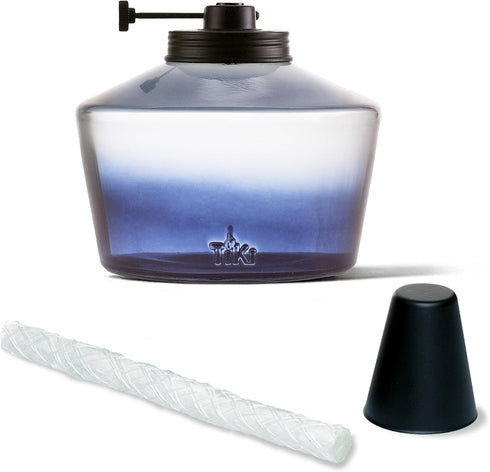6.25" TIKI Adjustable Flame Penta Glass Votive Tabletop Torch Watercolor Blue Outdoor Lighting for Patio & Garden