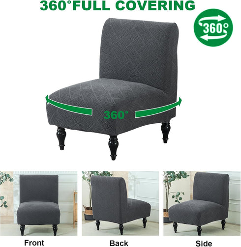 Armless Armless Grey,2PC) Accent Chair Cover Stretch Jacquard Accent Chair Covers Without Arms Washable Slipper Chair