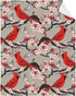 Red Cute Birds Cherry Flowers Soft Throw Blanket - 40x50 inch Lightweight Warm Flannel Fleece for Couch Bed