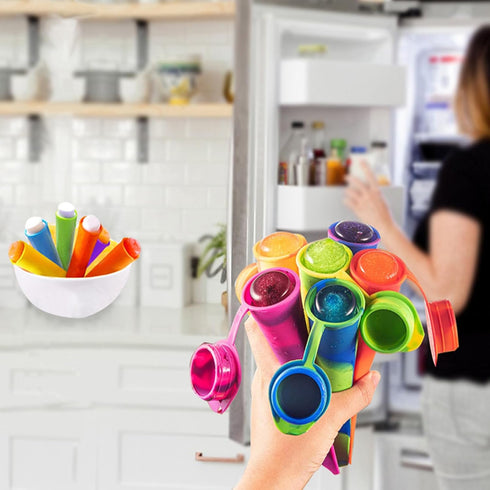 Wpunwen 6 Pcs Silicone Ice Pop Molds with Lids, Durable Reusable Popsicle Tubes for Kids, Multi-color