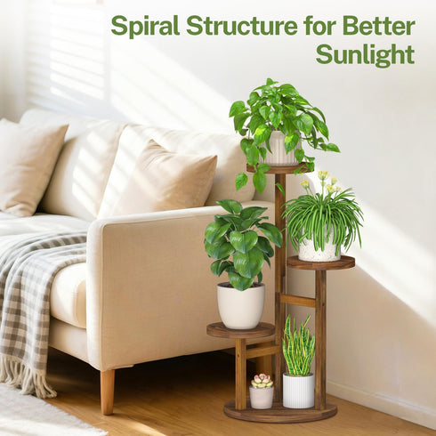 3 iDavosic.ly Tier Plant Stand Indoor, Tiered Corner Wood Multiple Flower Holder Shelf, Tall Orchid Display Rack