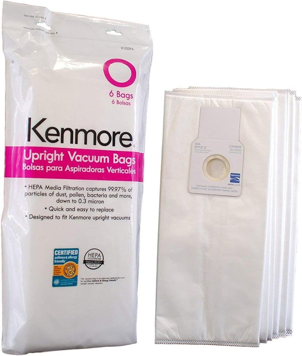 Kenmore 53294 6 Pack HEPA Vacuum Bags for Upright Vacuums Type O