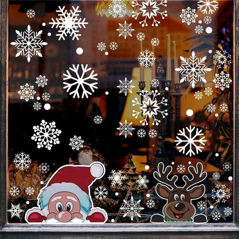 300 PCS Christmas Snowflake Window Cling Stickers, 8 Sheet Holiday Decals for Glass Decorations