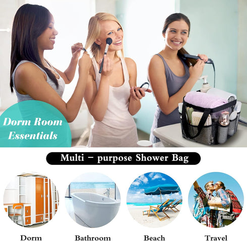 Attmu Mesh Shower Caddy - Portable Quick Dry Hanging Shower Tote Bag for College Dorm Room