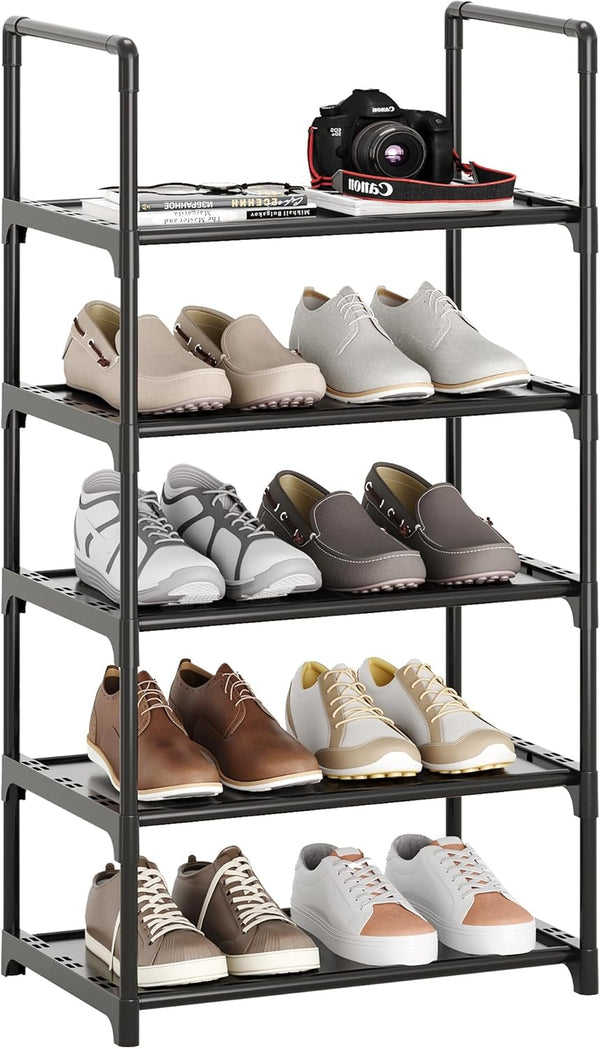 Hockmez 5-Tier Small Shoe Rack,Stackable Shoe Shelf Storage Organizer for Entryway Hallway Closet
