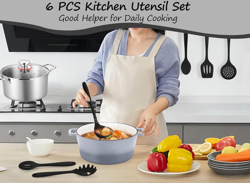 TeamFar Cooking Utensils, Silicone Kitchen Utensils Set of 6, Non-Toxic & Anti-Heat for Non-stick Cookware