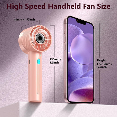 Portable Handheld Fan Rechargeable: Mini Personal Fan with 4 Speeds, USB 2600mAh Battery for Kids, Travel, Office