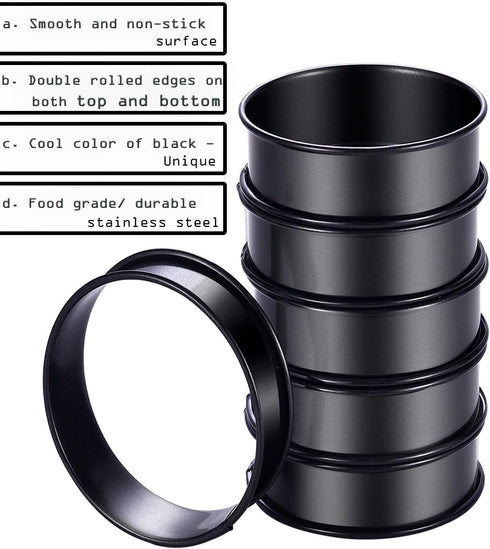 12Pack Crumpet Rings NONSTICK English Muffin Rings - 3.15 Inch Stainless Steel Baking Cooking Pastry Molds