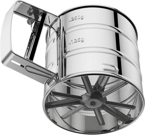 Omesata Flour Sifter 3 Cup for Baking, Crank Sifter with Professional Fine Mesh