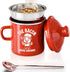 PGYARD Mini Bacon Grease Saver With Strainer - 15OZ Enamel Grease Container,