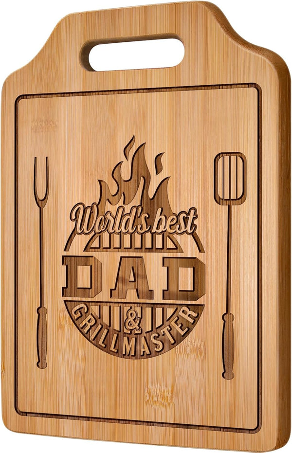 Engraved Bamboo Cutting Board, Gift for Dad from Daughter Son, 12.3"L x 8.7"W