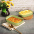 Rectangular Porcelain Baking Dish Set: Au Gratin Dishes, Casserole Dish, Ramekins 21 oz, Set of 2, 9.5" x 5.5" (Green)