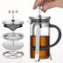 French Press Coffee and Tea Maker, 12 Ounce, Classic 304 Stainless Steel, Heat Resistant Borosilicate Coffee Pot