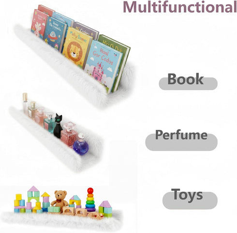 1PC Plush Bookshelf for Kids, Soft Hanging Book Display Shelf for Nursery Wall, Easy Mount Floating Bookshelf Display