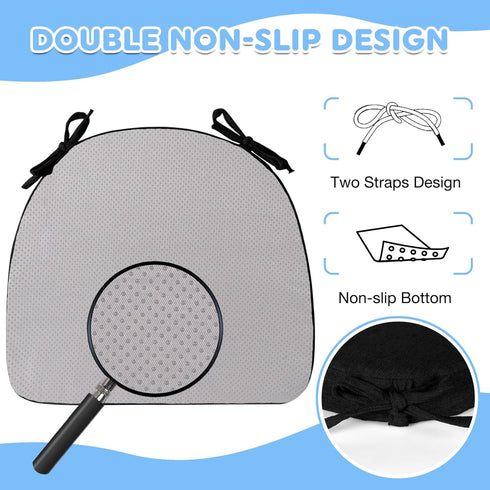 Set 1 D-Shaped,40D 17"x16"x2"Black Dining Room Chair Seat Pads for Chairs of Foam,Work Bar Farmhouse Office Kitchen