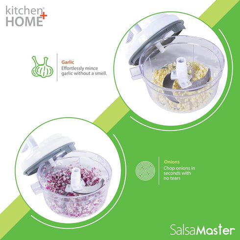 Salsa Master Salsa Maker, Food Chopper, Mixer and Blender, Manual Processor, White