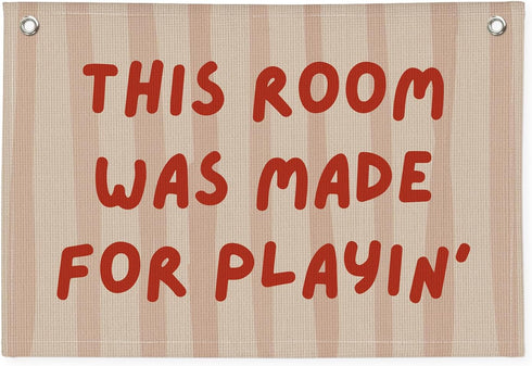 Wheatwin Playroom Decor Wall Banner "This Room Was Made For Playin'" 20x30 Inch