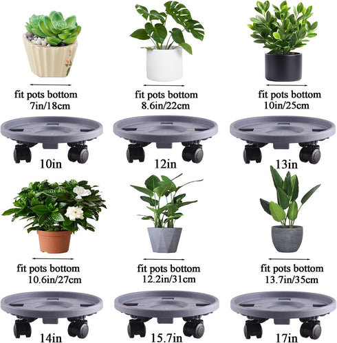 Tulpeed 3 Pack 13 Inch Rolling Plant Stand with Wheels Plant Caddy with Wheels Heavy Duty Plant Dolly Roller Base