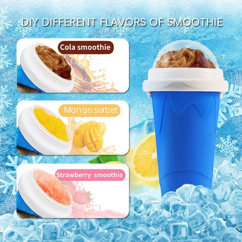 Slushie Cup, 2 Packs Magic Quick Frozen Smoothies Cup, Portable Double Layer Slushy Maker with Straw and Spoon