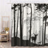 Decorative Shower Curtain, Silhouette of Pine Forest Family Deer and Birds, Brown 72"x78" Waterproof Bathroom Set with