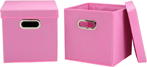 Household Essentials Cube Set with Lids, Pink, 2-Pack for Storage