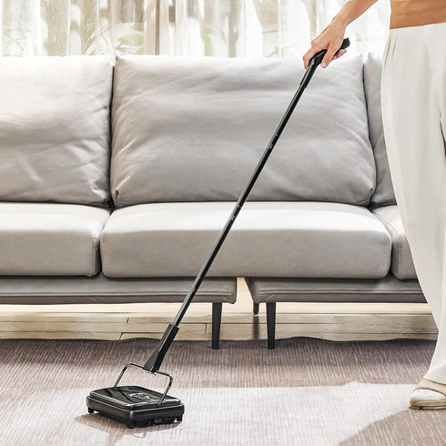 VEVOR Carpet Sweeper Manual, Floor Sweeper with 300 ml Dustbin Capacity, Easy to Empty for Home Office Carpets, Black