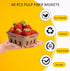 60 Pack 1/2 PARBEE Pulp Fiber Berry Basket, Pint Vented Containers for Strawberry Blueberry Raspberry Grape Cherry