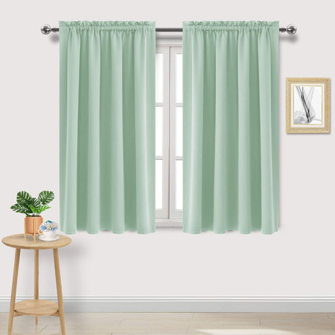 DWCN Blackout Curtains, Room Darkening Thermal Insulated Panels, 52 x 45 inches Long, Set of 2 Light Green Drapes