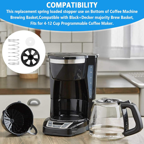 Coffee Machine Brewing Basket Bottom Spring Loaded Stopper Kits for Black+Decker Coffee Makers