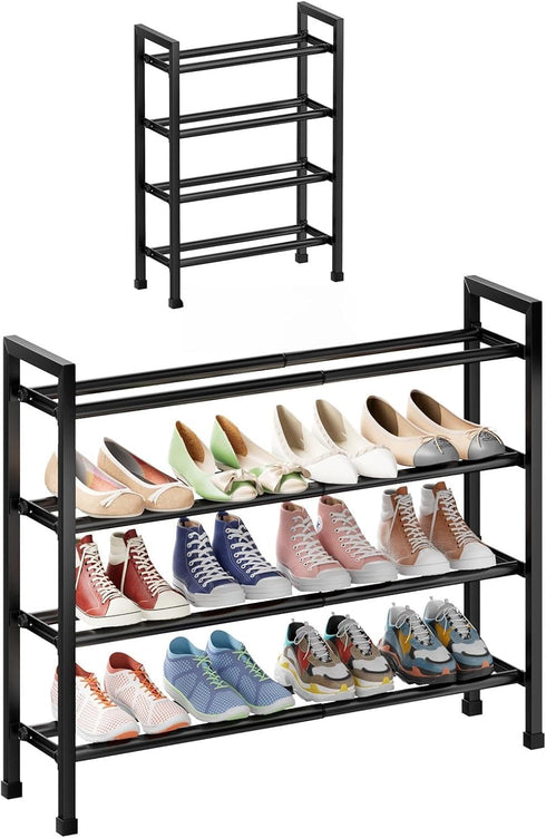 Abiglifty 4-Tier Expandable Shoe Rack,17"-33" Adjustable Shoe Rack for Closet,Metal Shoes Shelves