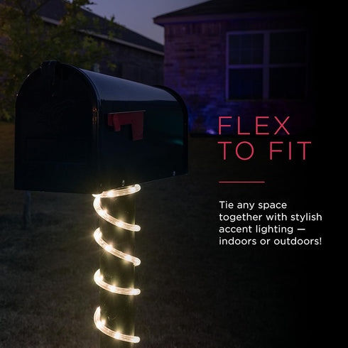 UltraPro LED Rope Lights, 25ft Classic Clear, Warm White Light 3000K, Flexible, Linkable, Indoor/Outdoor, Durable