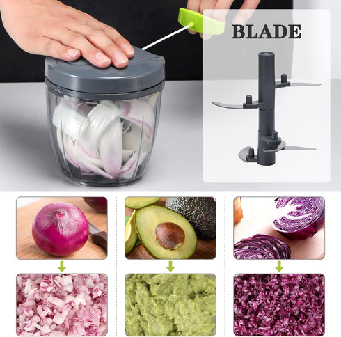 900ml Cambom Manual Food Chopper Vegetable Cutter, Hand String Vegetable Chopper Onions Cutter for Vegetable Fruits