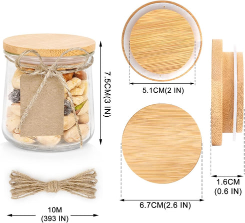 Set 12 Pack Oui Yogurt Lids - Bamboo & Wooden, Silicone Sealed, with Glass Storage Lids