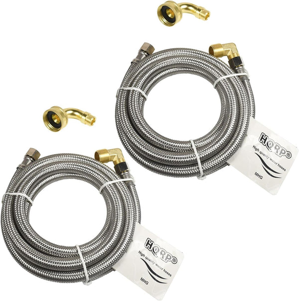 HQRP 2-Pack Universal Premium Stainless Steel Dishwasher Fill Hose, 6-Foot Burst Proof Water Supply Line
