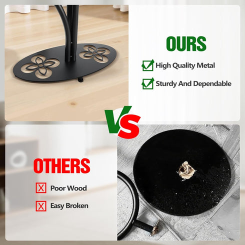 3 Indoor Tier Black Plant Stand, Tall Metal Plant Stand, Heavy-duty Base in the Shape of a Four-leaf Clover, Layered