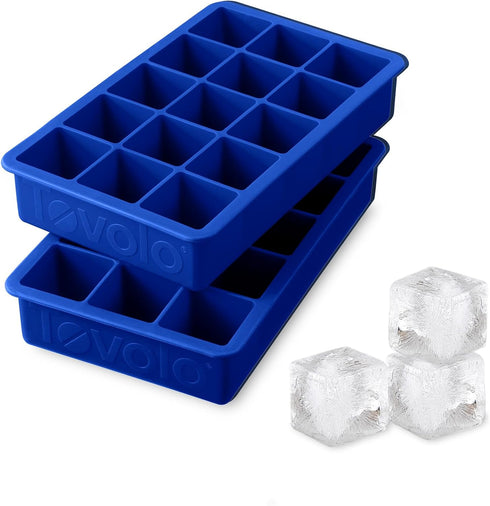 Tovolo Perfect Ice Mold Freezer Tray, Set of 2, 1.25-Inch Cubes for Whiskey, Bourbon, Spirits & Liquor, Stratus Blue,