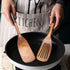 2 Pcs Best Wooden Spatula Set for Cooking, Slotted Turner and Flat Wood Wok Spatula
