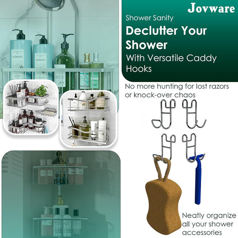 4 Pack Shower Caddy Hook Helmet Fence Hooks Hook Caddy Hooks for Hanging Wires Hooks for Wire Shelves Heavy Duty