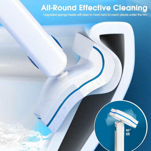 Disposable Toilet Brush with 48 PCS Refills - Toilet Cleaning System, Brush, Storage Caddy, and Refill Heads for