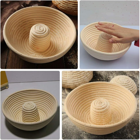 Cabilock Circular Bread Banneton Proofing Basket, Hand Woven Rattan Dough Proving Bowl for Sourdough