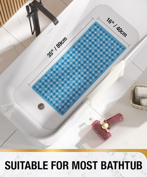 35 16 Inch HITSLAM Bathtub Mat Non Slip, x Long Bath Mat for Tub, Machine Washable Bathroom Shower Mat with Suction